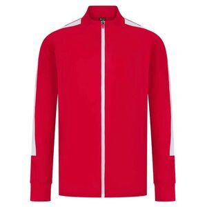 Finden & Hales Mens Contrast Panel Knitted Tracksuit Top / Red/White